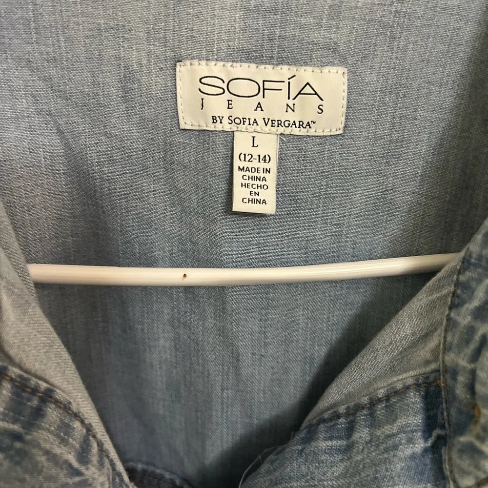 Sofia Jeans Women's Sofia Oversized Boyfriend Shirt with Long Sleeves, Sz LG NWT - Picture 5 of 10